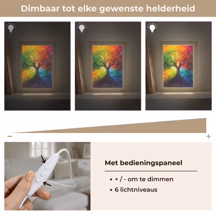 Boom - Kleurrijk - Modern - Abstract Light Box met kabel (Tafellamp) klein -USP_dimbaarNL