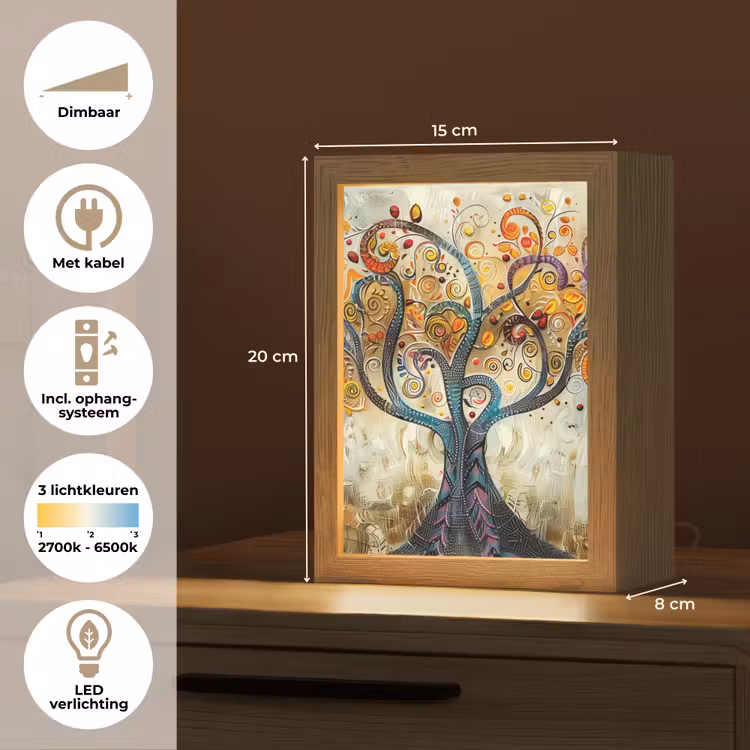 Boom - Kunst - Modern - Natuur Light Box met kabel (Tafellamp) klein -USP_NL