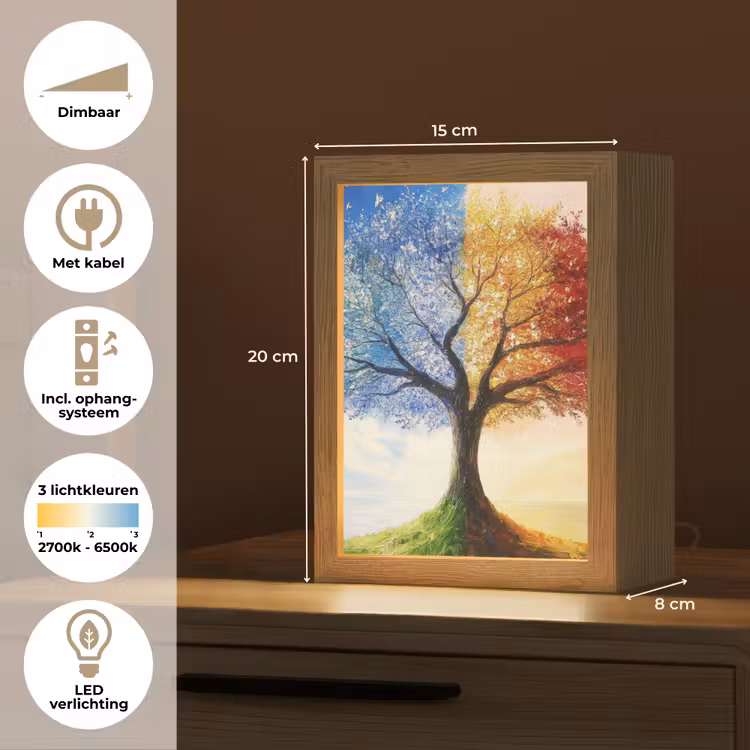 Boom - Kunst - Seizoenen - Herfst Light Box met kabel (Tafellamp) klein -USP_NL