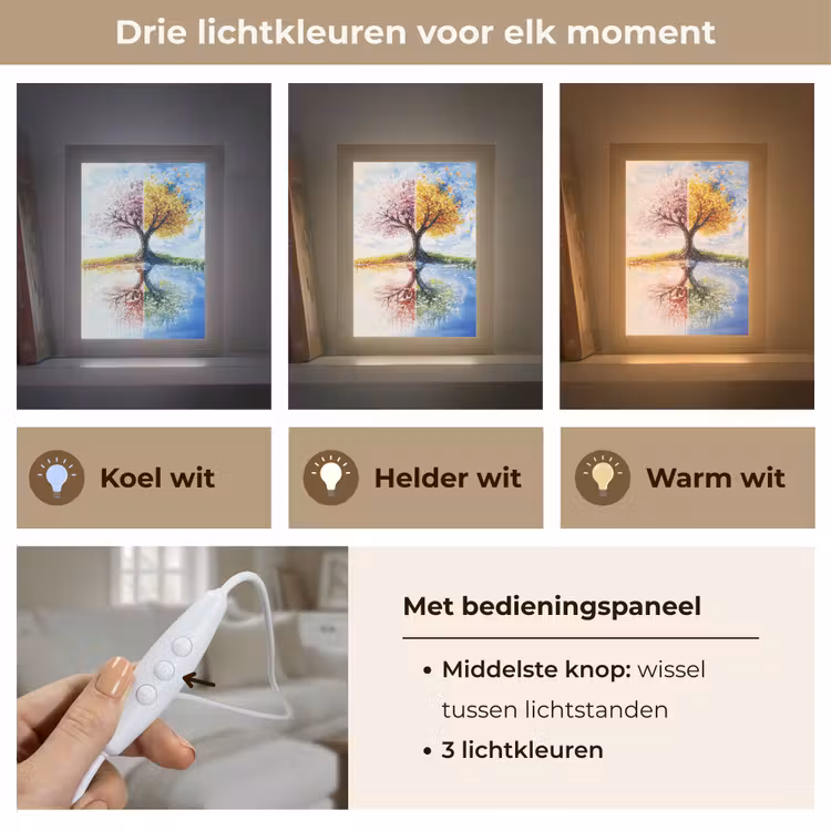 Boom - Kunst - Seizoenen - Lente - Herfst Light Box met kabel (Tafellamp) klein -USP_lichtkleurNL