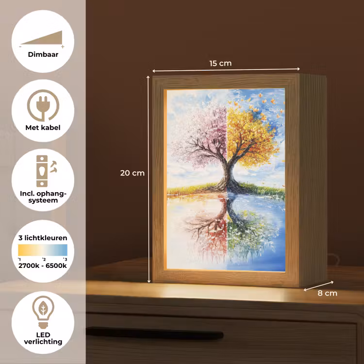 Boom - Kunst - Seizoenen - Lente - Herfst Light Box met kabel (Tafellamp) klein -USP_NL