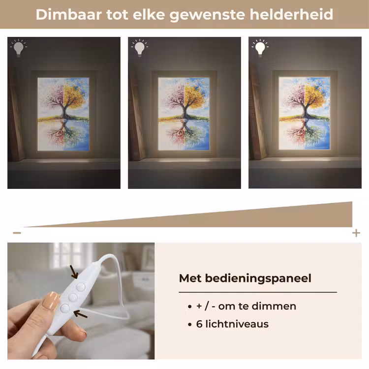 Boom - Kunst - Seizoenen - Lente - Herfst Light Box met kabel (Tafellamp) klein -USP_dimbaarNL