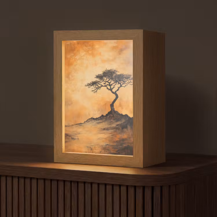 Boom - Landschap - Oranje Light Box met kabel (Tafellamp) klein -z3d_website