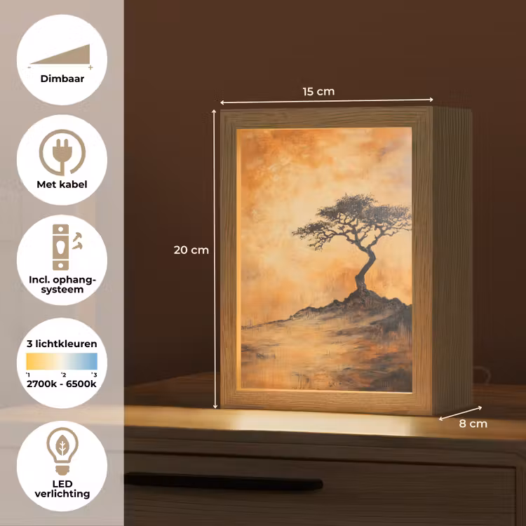 Boom - Landschap - Oranje Light Box met kabel (Tafellamp) klein -USP_NL