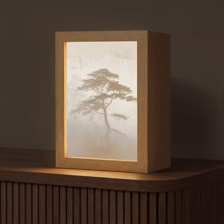 Boom - Oosterse stijl - Landschap Light Box met kabel (Tafellamp) klein -z3d_website