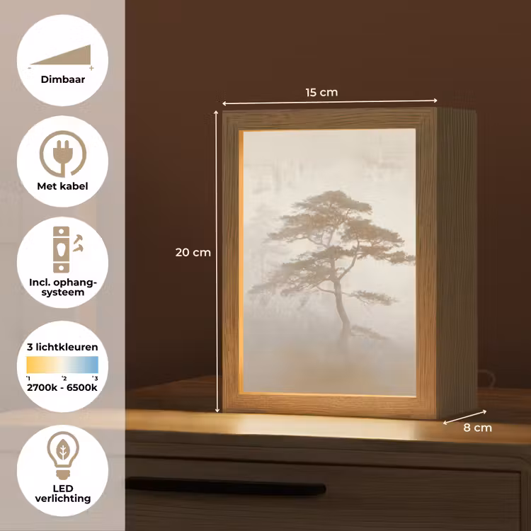 Boom - Oosterse stijl - Landschap Light Box met kabel (Tafellamp) klein -USP_NL