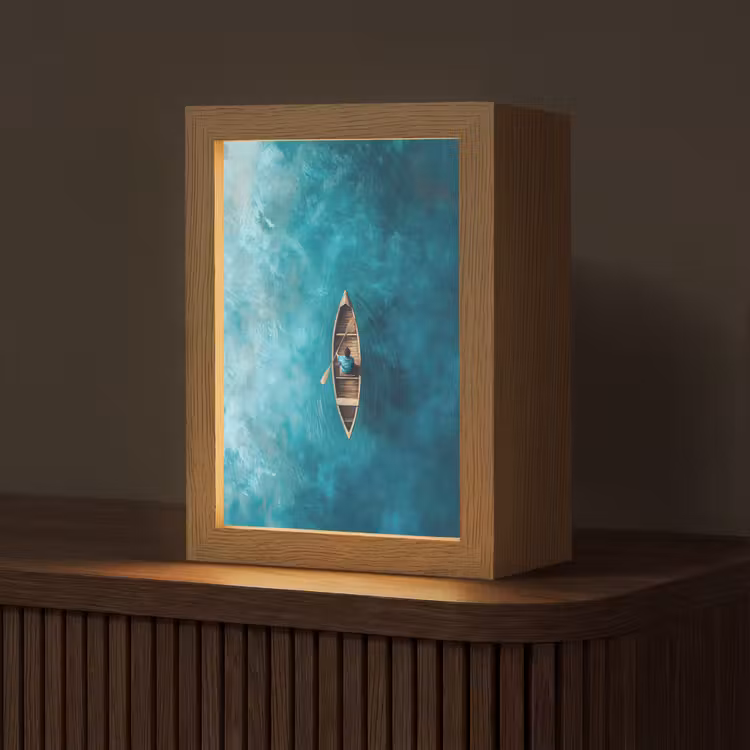 Bootje - Water - Blauw Light Box met kabel (Tafellamp) klein -z3d_website
