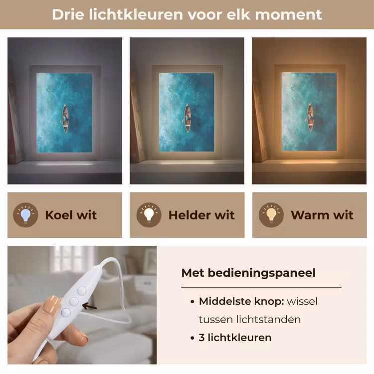 Bootje - Water - Blauw Light Box met kabel (Tafellamp) klein -USP_lichtkleurNL