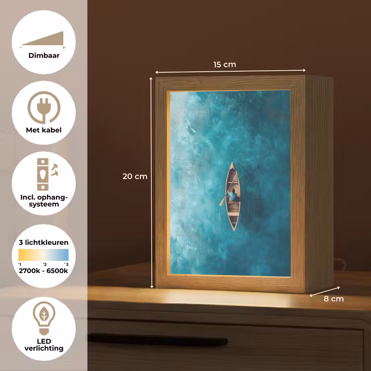 Bootje - Water - Blauw Light Box met kabel (Tafellamp) klein -USP_NL