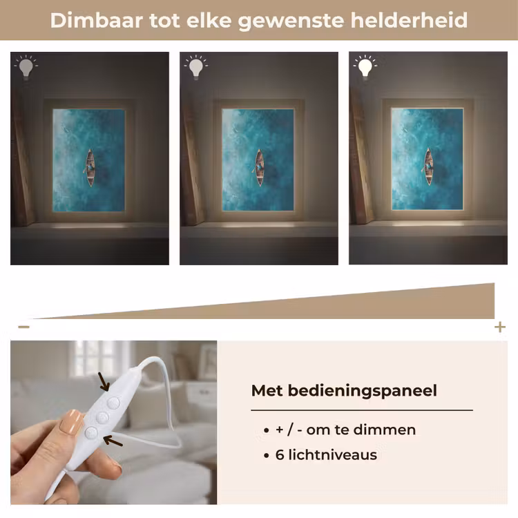 Bootje - Water - Blauw Light Box met kabel (Tafellamp) klein -USP_dimbaarNL