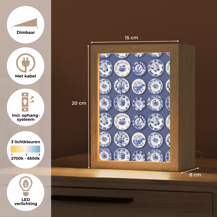 Borden - Floraal - Blauw Light Box met kabel (Tafellamp) klein 925 -USP_NL