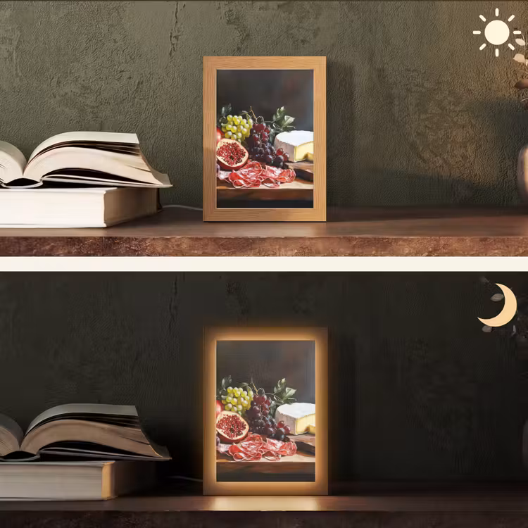 Borrelplank - Stilleven - Vintage Light Box met kabel (Tafellamp) klein -sfeer3