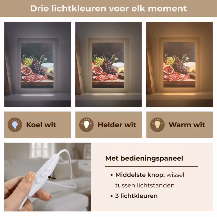 Borrelplank - Stilleven - Vintage Light Box met kabel (Tafellamp) klein -USP_lichtkleurNL