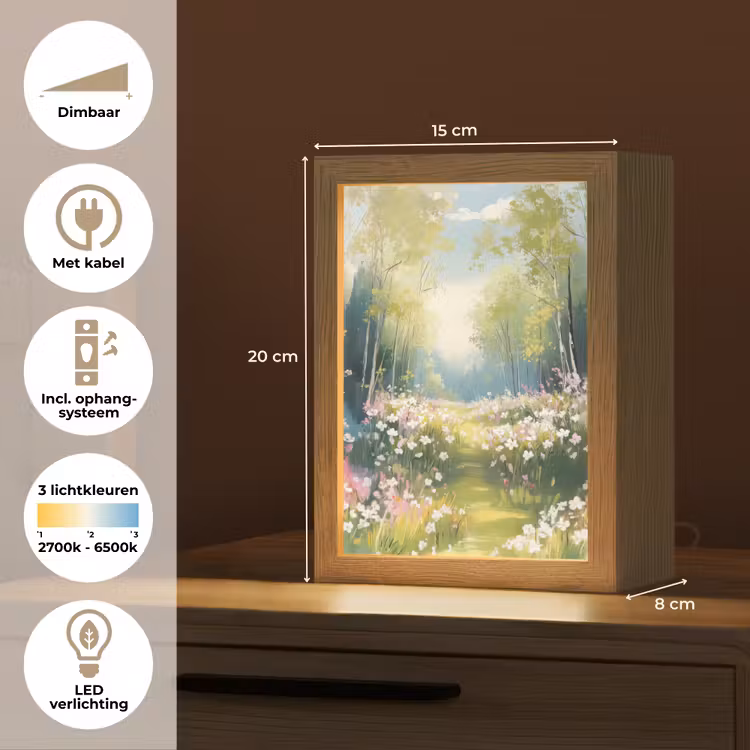 Bos - Schilderstijl - Kleurrijk Light Box met kabel (Tafellamp) klein -USP_NL