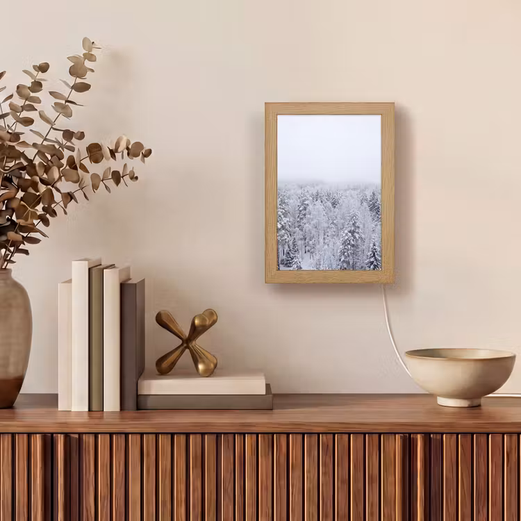 Bos - Sneeuw - Winter - Natuur - Wit Light Box met kabel (Tafellamp) klein -sfeer2