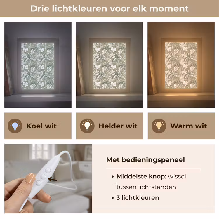 Botanisch - Bloemen - Groen Light Box met kabel (Tafellamp) klein 925 -USP_lichtkleurNL