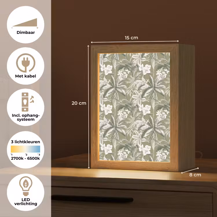 Botanisch - Bloemen - Groen Light Box met kabel (Tafellamp) klein 925 -USP_NL
