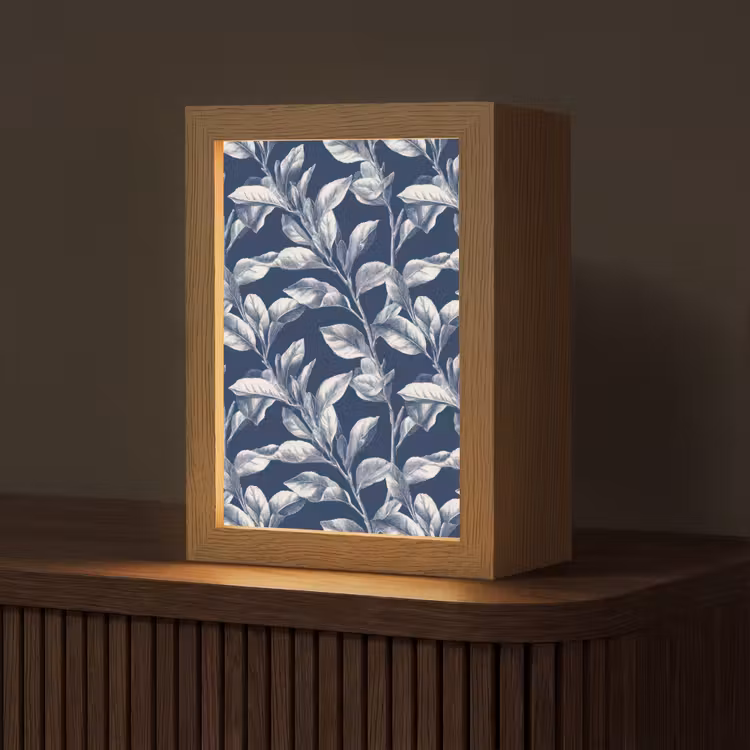 Botanisch - Patroon - Blauw Light Box met kabel (Tafellamp) klein 925 -z3d_website