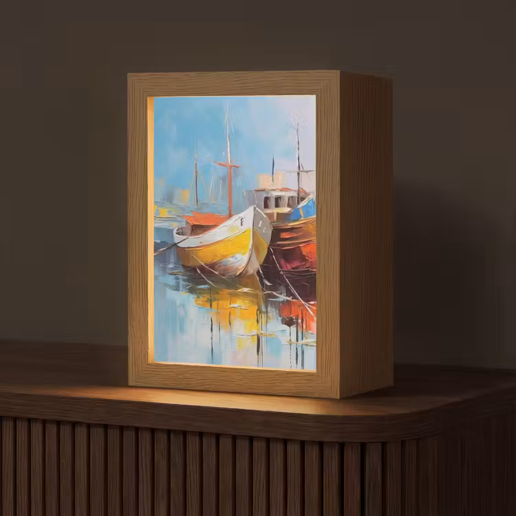 Boten - Kunst - Kleuren - Schilderij Light Box met kabel (Tafellamp) klein -z3d_website