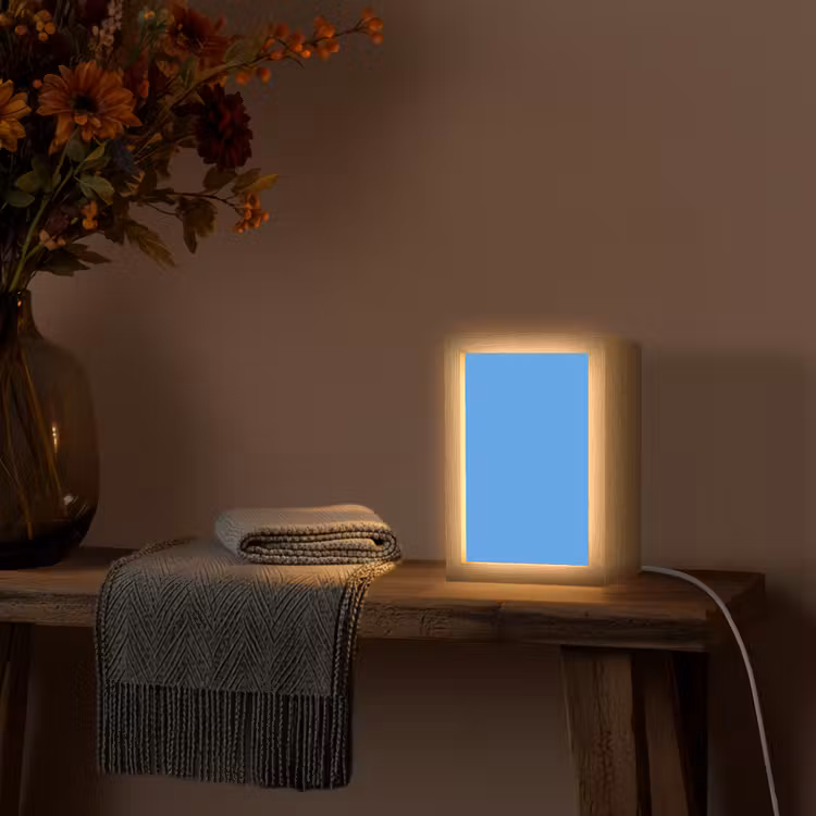 Bright - Azure - Blauw Light Box met kabel (Tafellamp) klein 925 -sfeer4