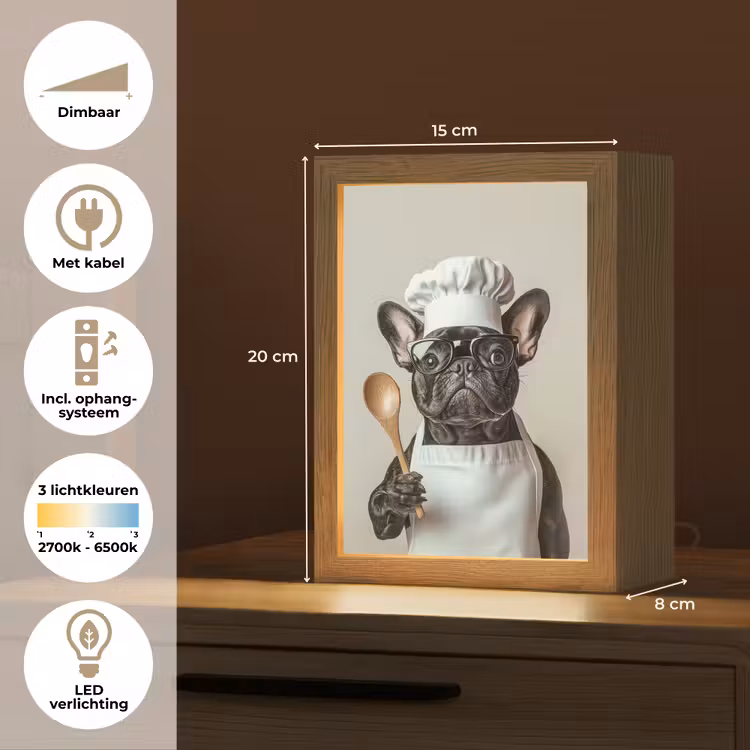 Bril - Hond - Kok Light Box met kabel (Tafellamp) klein -USP_NL