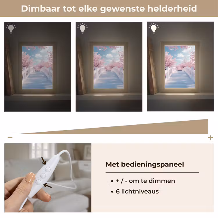 Brug - Kersenbomen - Wit Light Box met kabel (Tafellamp) klein -USP_dimbaarNL