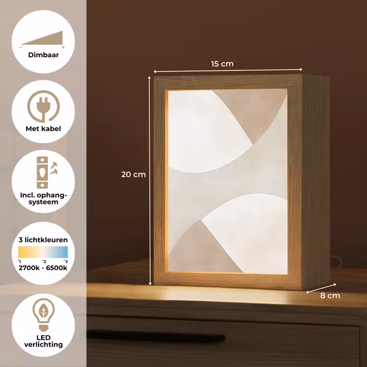 Bruin - Japandi - Abstract Light Box met kabel (Tafellamp) klein -USP_NL