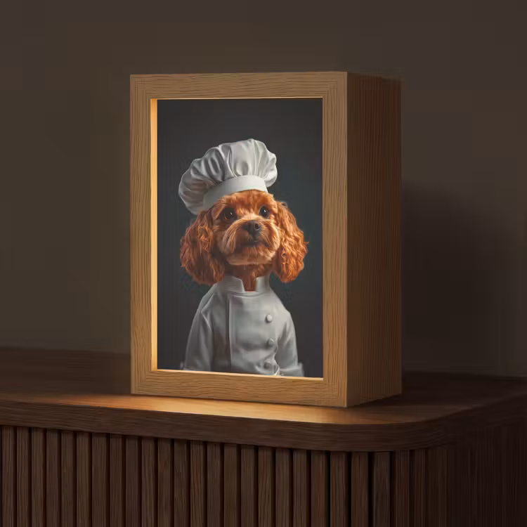 Bruin - Kok - Hondje Light Box met kabel (Tafellamp) klein -z3d_website