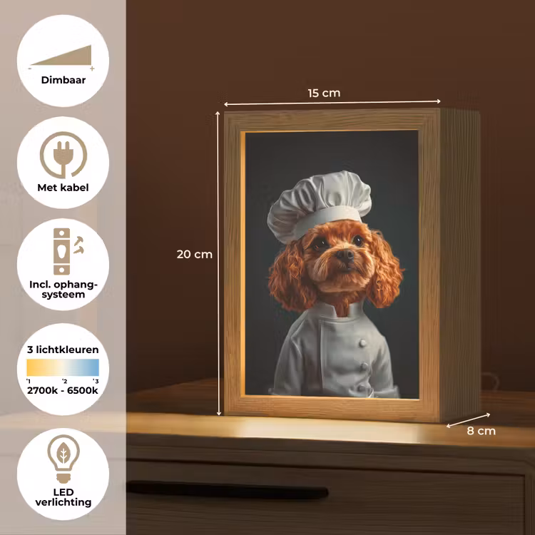 Bruin - Kok - Hondje Light Box met kabel (Tafellamp) klein -USP_NL