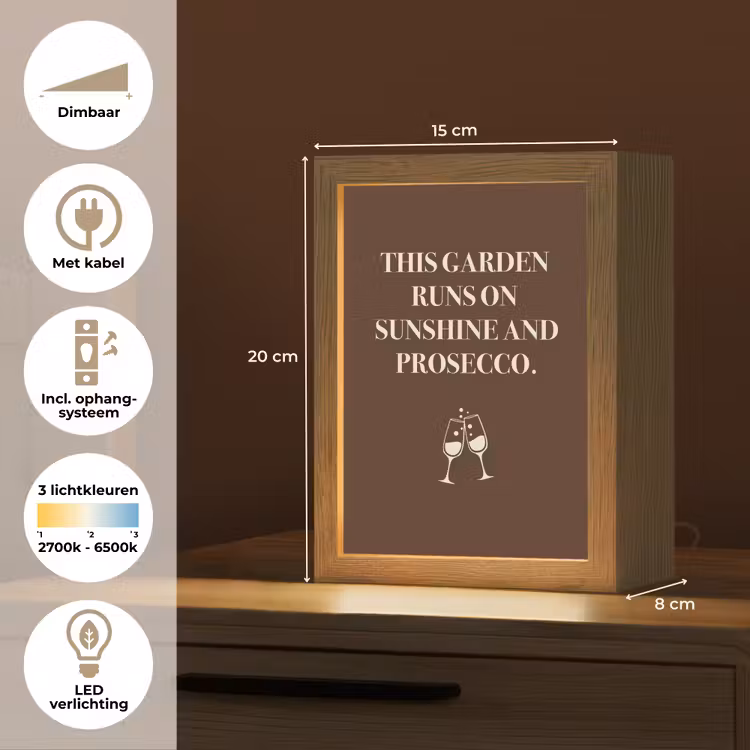 Bruin - Zomer - Quote - Drinken Light Box met kabel (Tafellamp) klein -USP_NL