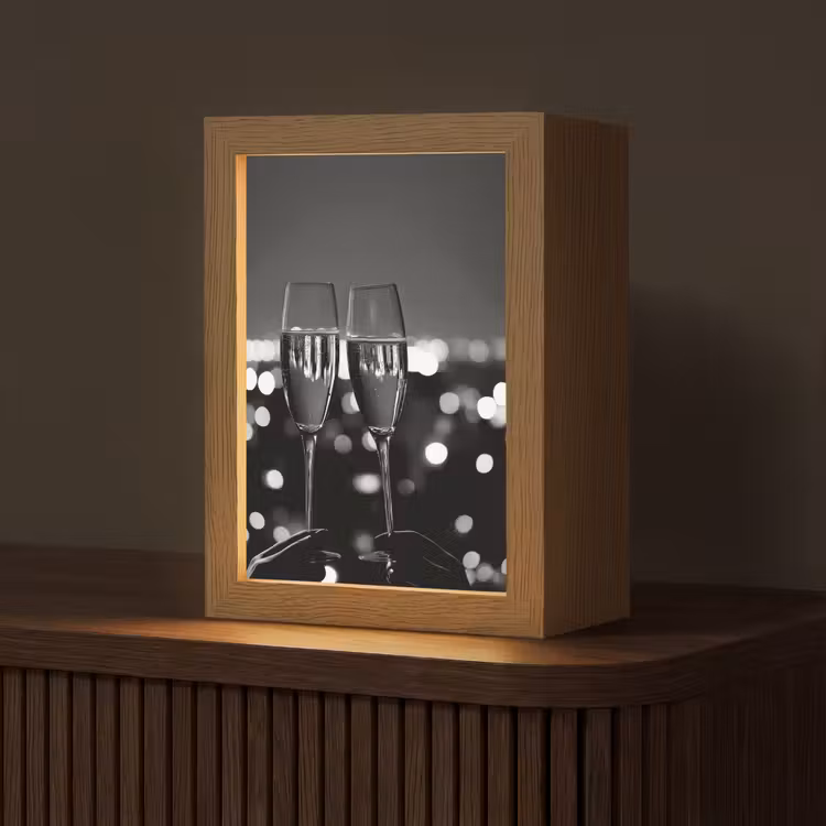 Bubbels - Proosten - Champagneglazen - Stadslichten Light Box met kabel (Tafellamp) klein -z3d_website