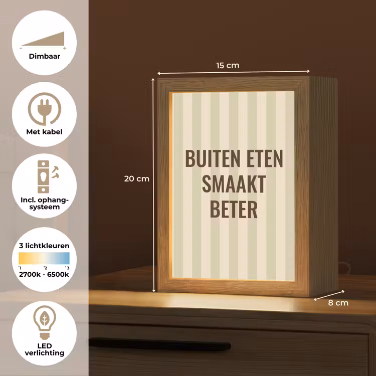 Buiten - Quote - Strepen - Zomer Light Box met kabel (Tafellamp) klein -USP_NL
