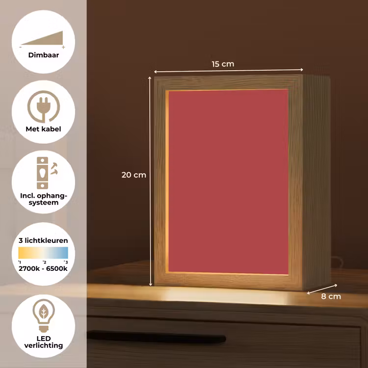 Burgundy - Wine - Rood Light Box met kabel (Tafellamp) klein 925 -USP_NL