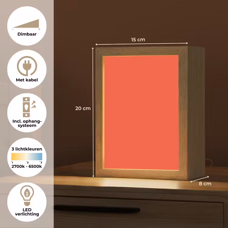 Burnt - Coral - Oranje Light Box met kabel (Tafellamp) klein 925 -USP_NL