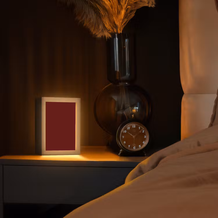 Burnt - Mahogany - Rood Light Box met kabel (Tafellamp) klein 925 -sfeer1