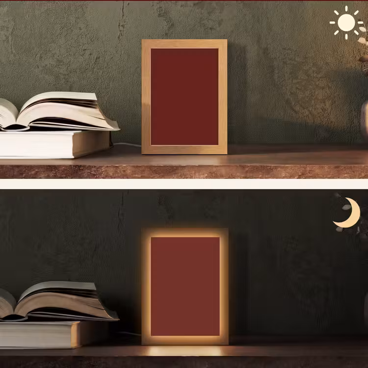 Burnt - Mahogany - Rood Light Box met kabel (Tafellamp) klein 925 -sfeer3