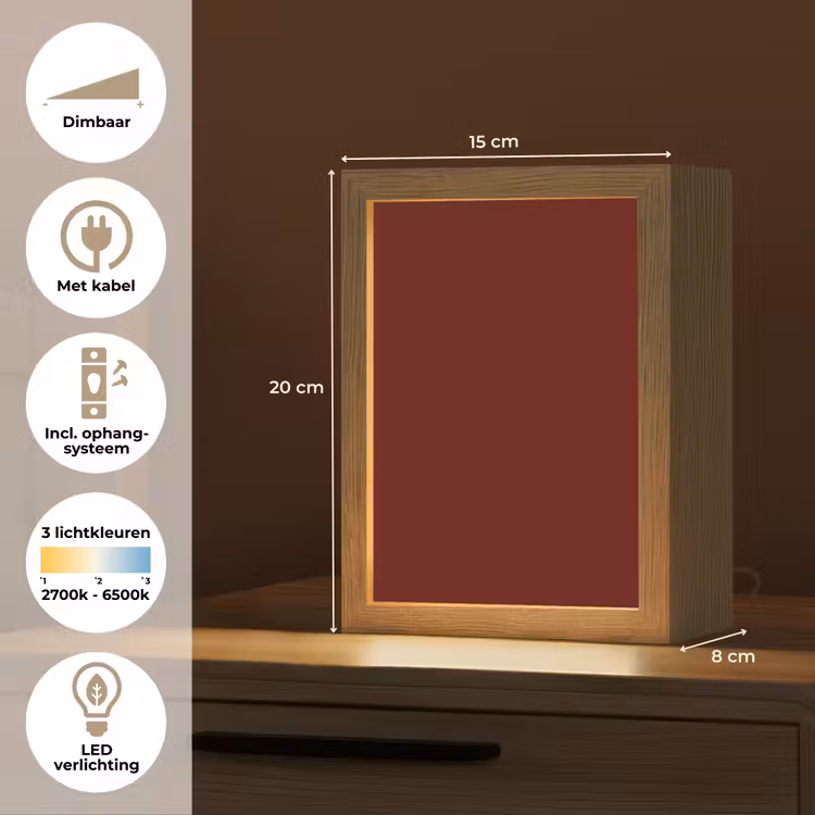 Burnt - Mahogany - Rood Light Box met kabel (Tafellamp) klein 925 -USP_NL
