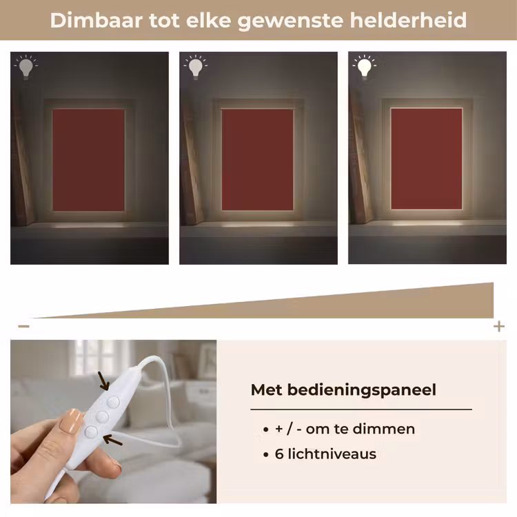 Burnt - Mahogany - Rood Light Box met kabel (Tafellamp) klein 925 -USP_dimbaarNL