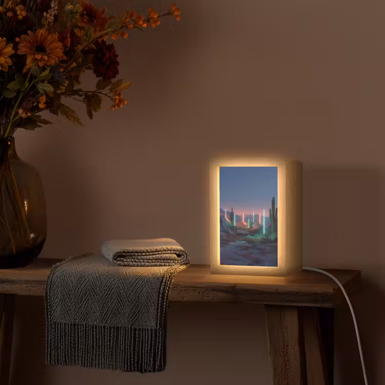 Cactus - Lichtzuilen - Zonsondergang Light Box met kabel (Tafellamp) klein -sfeer4