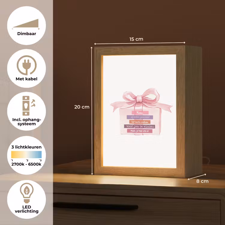 Cadeau - Strik - Tekst - Roze Light Box met kabel (Tafellamp) klein -USP_NL