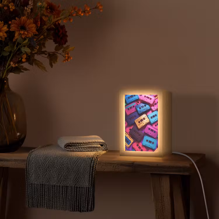 Cassetteband - Kleurrijk - Energiek Light Box met kabel (Tafellamp) klein -sfeer4