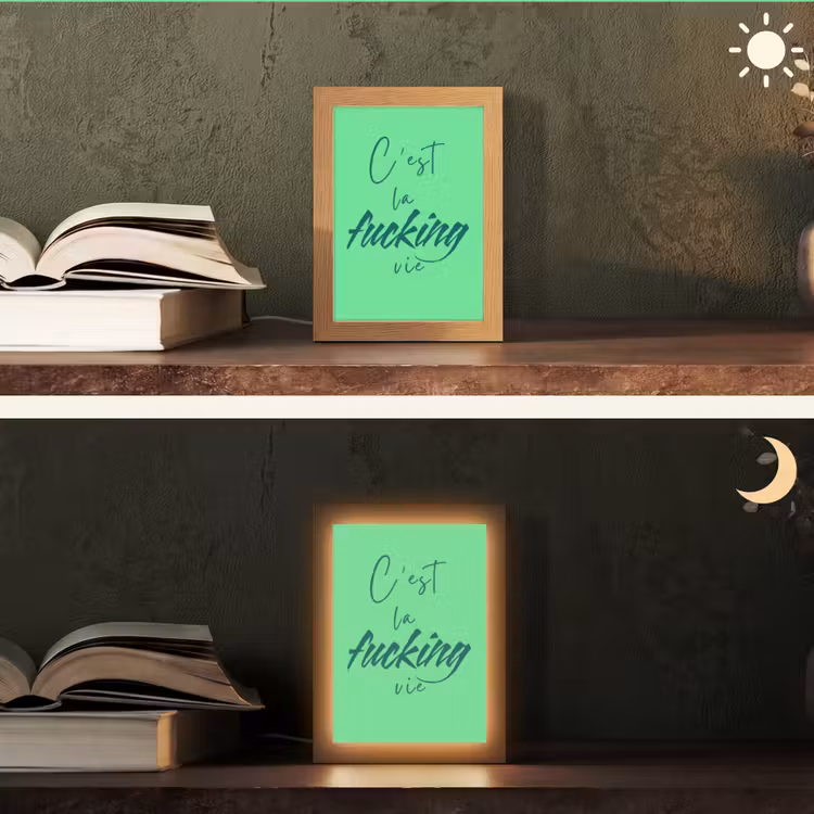 c'est la fucking vie - Groen - Penseelstijl Light Box met kabel (Tafellamp) klein -sfeer3
