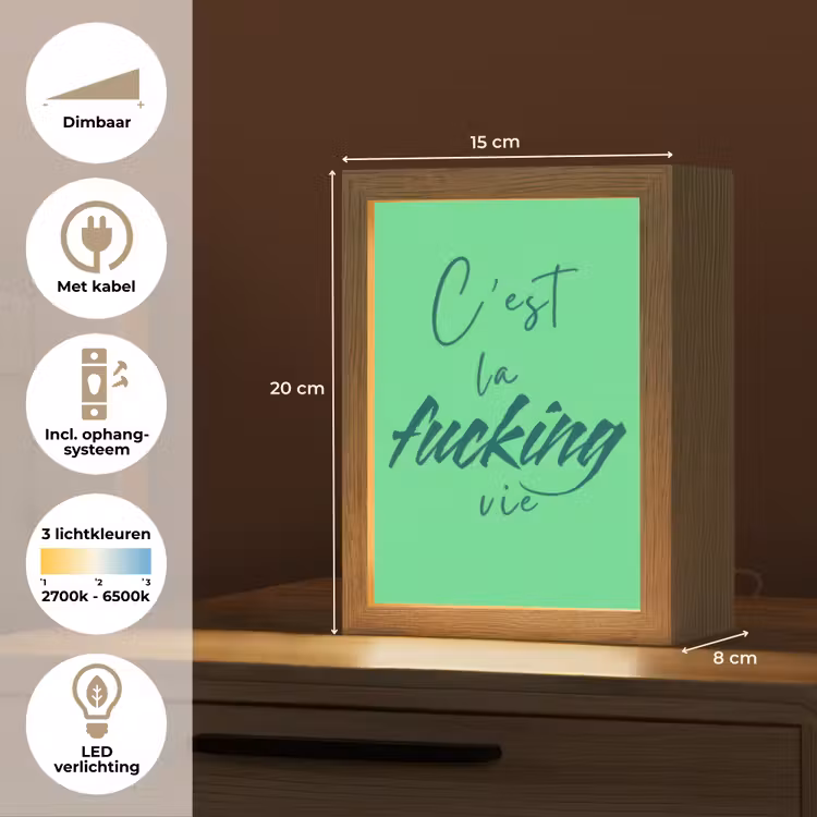 c'est la fucking vie - Groen - Penseelstijl Light Box met kabel (Tafellamp) klein -USP_NL