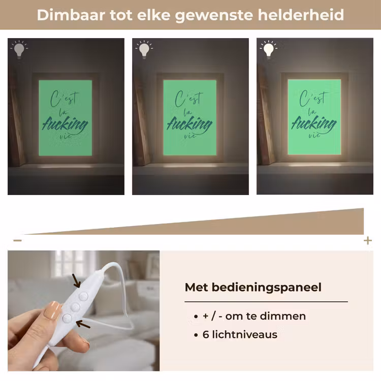 c'est la fucking vie - Groen - Penseelstijl Light Box met kabel (Tafellamp) klein -USP_dimbaarNL