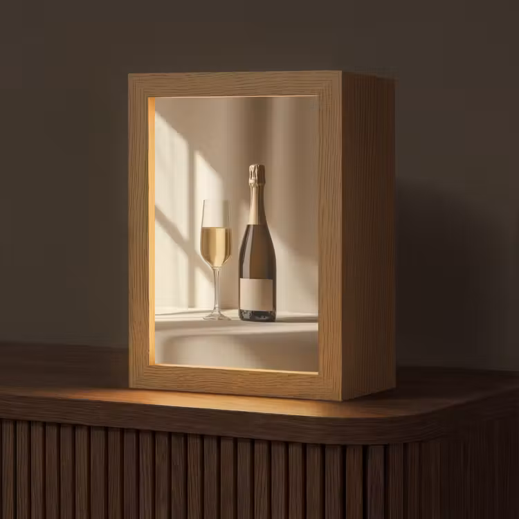 Champagne - Beige - Schaduw - Bubbels Light Box met kabel (Tafellamp) klein -z3d_website