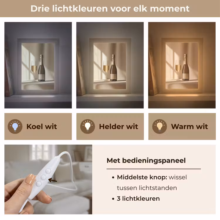 Champagne - Beige - Schaduw - Bubbels Light Box met kabel (Tafellamp) klein -USP_lichtkleurNL