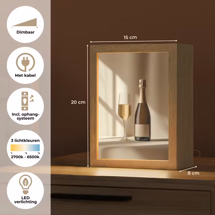Champagne - Beige - Schaduw - Bubbels Light Box met kabel (Tafellamp) klein -USP_NL