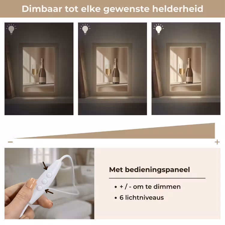 Champagne - Beige - Schaduw - Bubbels Light Box met kabel (Tafellamp) klein -USP_dimbaarNL