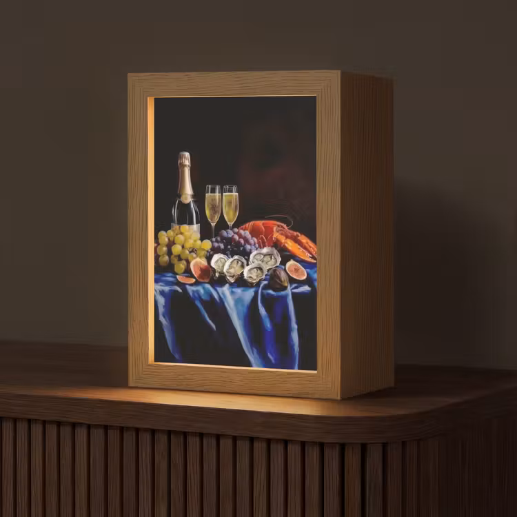 Champagne - Luxe - Oesters Light Box met kabel (Tafellamp) klein -z3d_website
