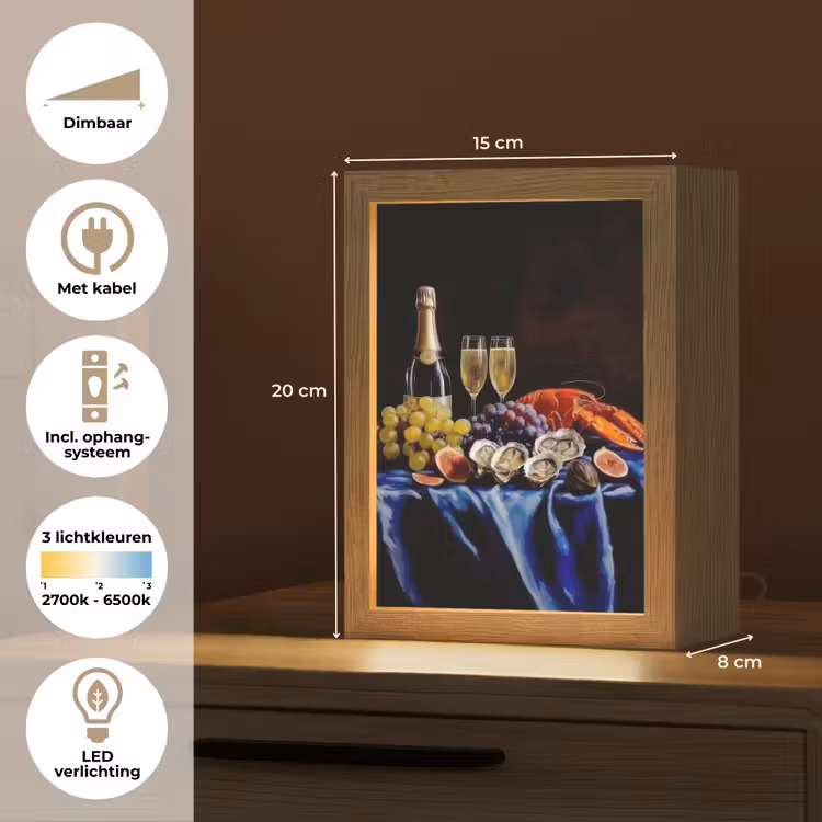 Champagne - Luxe - Oesters Light Box met kabel (Tafellamp) klein -USP_NL